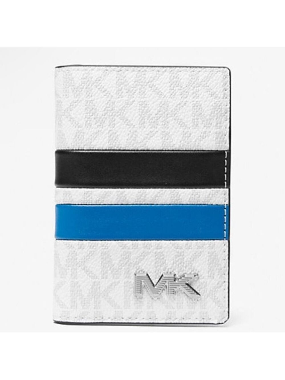Michael Kors Signature Stripe Card Case Bifold Wallet Bright White NWT